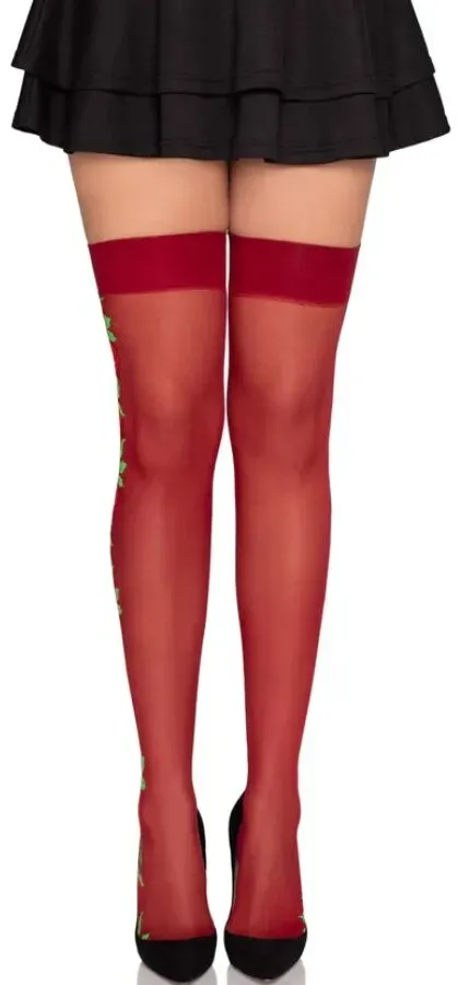 LEG AVENUE - 1957 STRUMPFHOSEN MIT ROTEN BLUMEN - EINHEITSGRÖSSE