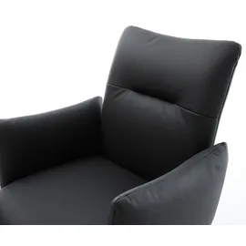 DeLife Freischwinger Jova-Flex mit Armlehnen Echt-Leder Schwarz Freischwinger rund Edelstahl Taschenfederkern,
