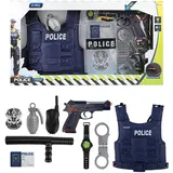 Toi-Toys Polizei Kostüm Weste Polizeiausrüstung Handschellen