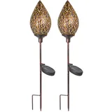Hti-Living Solarleuchte Metall 2er Set rot/bronze