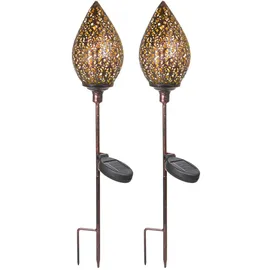 Hti-Living Solarleuchte Metall 2er Set rot/bronze