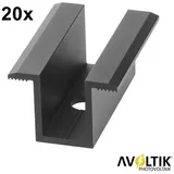 avoltik Wechselrichter Mittelklemme Alu Photovoltaik Solarmodul Solar Panel bis 40 mm Modul, (Mittelklemmen zur Auswahl, 20 St., Mittelklemmen zur Auswahl), Erhältlich in 2 Farben: schwarz oder silber schwarz