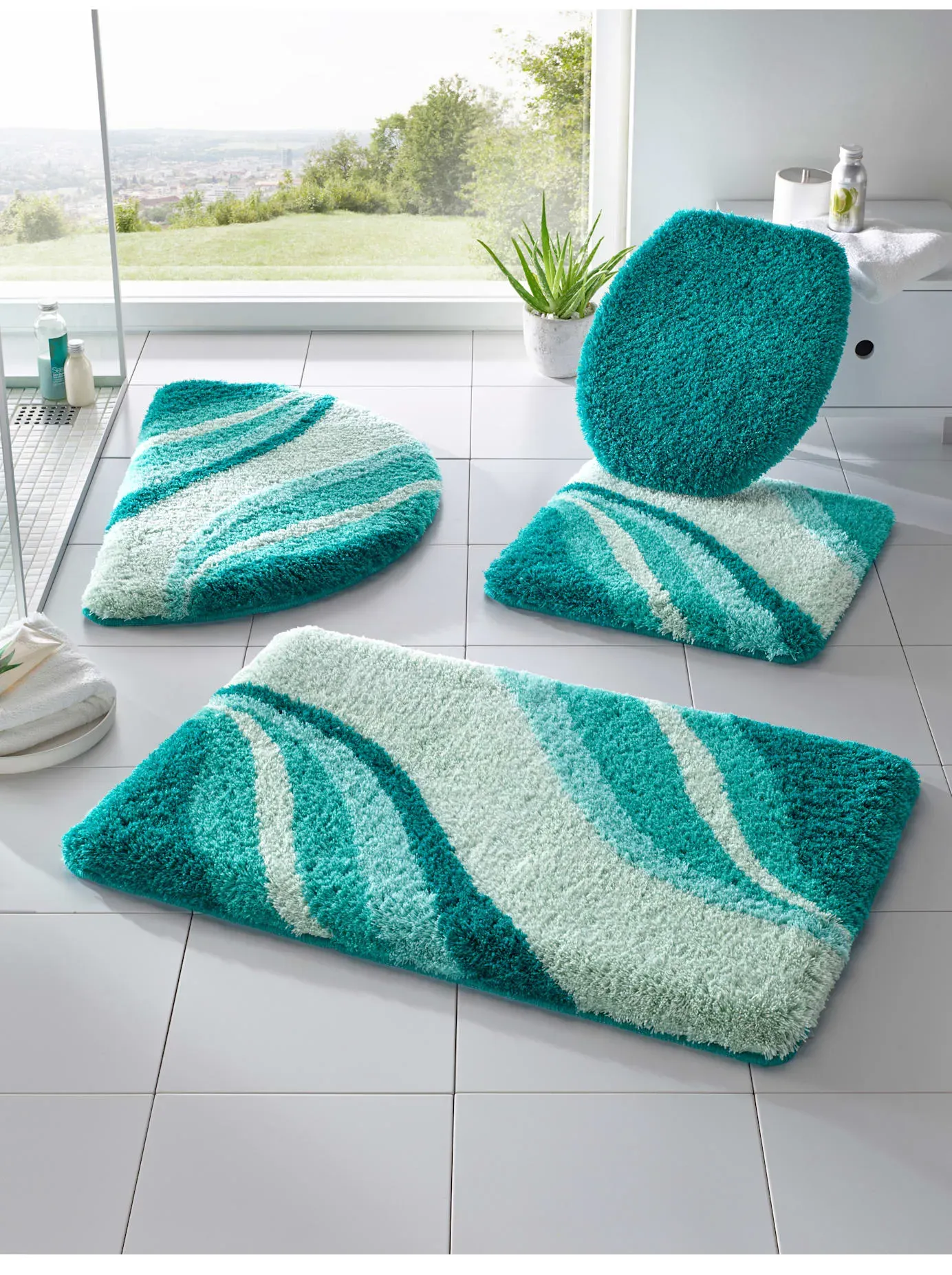 Badematte HAGEMANN Gr. 1, blau (wintertürkis), rechteckig (60cm x 90cm ), 1 Stk., Badematten, Badematte