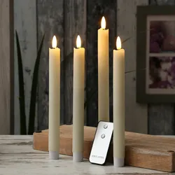 LED Stabkerzen Tafelkerzen Dinnerkerzen mit Fernbedienung creme 4St