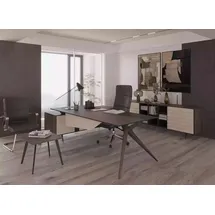 aea Büro Set Luxus Möbel Eckschreibtisch Couchtisch Sideboard Set 3tlg Modern - Braun