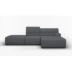 Ecksofa EGOITALIANO "Babouche, Designsofa mit außergewöhnlichem Sitzkomfort zum Wohlfühlen", blau (ice lake), B:287cm H:80cm T:98cm, Luxus-Micofaser Lederoptik (100% Polyester) ist ein neues technisches Gewebe mit einem visuellen und taktilen Aspekt, der dem Nubuk sehr nahe kommt, mit innovativen Eigenschaften. Seine außerordentliche Weichheit kommt von einem exklusiven Produktionsprozess, der Unreinheiten und Unregelmäßigkeiten beseitigt. Das Ergebnis ist eine bemerkenswert samtige Faser, die durch das Vorhandensein von Körnern verstärkt wird. Von der einfarbigen Eleganz der warmen Farben und der Vielfalt an trendigen Farben, die es zu seiner eigenen Stärke und Persönlichkeit machen., Sofas