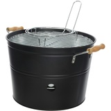 GAUMENKICK Mini Eimergrill Kohlegrill 24cm Holztragegriffe Grillrost Holzkohlegrill schwarz