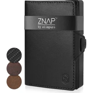 slimpuro ZNAP® Slim Wallet Kreditkartenetui Geldbörse Herren Kartenhalter Geldbeutel Herren Kartenetui Herren Geldbeutel Herren Portemonnaie mit RFID Schutz | 8 Karten| Schwarz