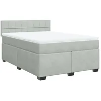 VidaXL Boxspringbett mit Matratze Hellgrau 160x200 cm Samt