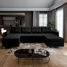 masseno Ecksofa MILO U Polyester 3-Sitzer Schwarz
