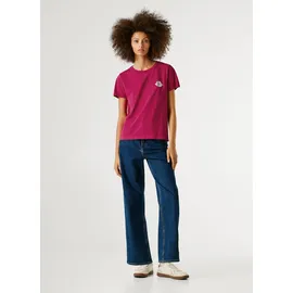Pepe Jeans T-Shirt BRULE mit Runhals, kleiner Print auf der Brust rosa L (40)