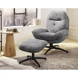 Jockenhöfer Gruppe Relaxsessel Stuart, Inklusive Hocker, 360° Drehfunktion und Wippfunktion grau
