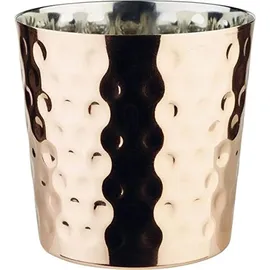 APS Snackholder - Servier-Eimer/-Becher, Ø 8,5 cm, Höhe 8,5 cm, Edelstahl, 0,35 Liter, gehämmerte Oberfläche, Kupfer-Look