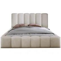 luxkor24 Polsterbett, Ecru, Textil, 160x200 cm, Schlafzimmer, Betten, Polsterbetten