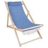 Garten Klappbar aus Holz Liegestuhl Strandstuhl Sonnenliege Deckchair Blau