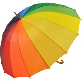 Falcone Falcone® 16-teiliger Regenschirm Holzstock sturmfest mit Holzgriff - Regenbogen