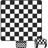 Jopee Picknickdecke 200x200cm, Waschbar und Faltbare Wärmeisoliert Stranddecke Sandfrei mit Tragegriff, Tragbare und Faltbare Strandmatte, Campingdecke für Picknick, Wandern, BBQ, Reisen - Schwarz