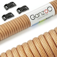 Ganzoo Paracord 550 Seil + 3X Klickverschluss für Armband, Leine, Halsband, Starter-Set