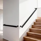 T-ZBDZ Handlauf Treppengeländer Geländer Treppe Wandhandlauf, Metall Wand Treppe für Aussen & Innen, Handlauf Schwarz Wandhalterung Treppenhandlauf, Handläuf für Treppen Balkon (300cm)