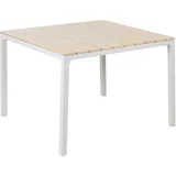 Beliani Gartentisch Beige und Weiß Kunstholz Quadratisch 95 x 95 cm für 4 Personen Modern Balkon Terrasse Outdoor Garten Ausstattung