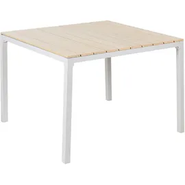 Beliani Gartentisch Beige und Weiß Kunstholz Quadratisch 95 x 95 cm für 4 Personen Modern Balkon Terrasse Outdoor Garten Ausstattung