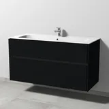 Sanipa Keramik-Waschtisch-Set mit Waschtischunterschrank „Twiga“ 119 × 50 × 61 cm in Schwarz (matt), ohne Beleuchtung