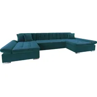 MIRJAN24 Ecksofa Alia mit Regulierbare Armlehnen, U-Form Schlafsofa vom Hersteller mit Zwei Bettkasten, Wohnlandschaft (Magic Velvet 2221) - Blau