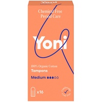 Yoni | Tampons Medium | 16x Tampons aus 100% Bio-Baumwolle | Hypoallergene und Atmungsaktive Bio-Tampons | Frei von Kunststofffolien und Synthetischen Inhaltsstoffen