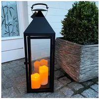 INDA-EXCLUSIV Gartenlaterne Metall Glas 54x18x18cm 1 Stück Schwarz