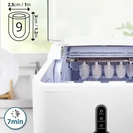 Duronic ICM120 Eiswürfelmaschine | 9 Eiswürfel in 7 min | 1,5 L Wassertank | 600 g Kapazität | 120W,