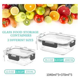 luxuskollektion Glas-Frischhaltedosen Set 10-teilig luftdicht