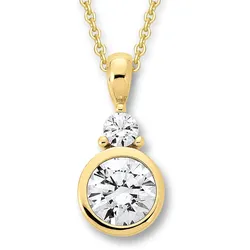 Kette mit Anhänger ONE ELEMENT "Zirkonia Anhänger aus 333 Gelbgold", gold, Halsketten, Damen, Gelbgold 333, Damen Schmuckset - Set mit verstellbarer Halskette