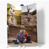 Personalisierte Decke Fotodecke Mit Eigenem Foto Name,Super Weich Kuscheldecke Flauschige Foto,Personalisierte Geschenk Für Freunde Familie Geburtstag Weihnachten (4 Foto)