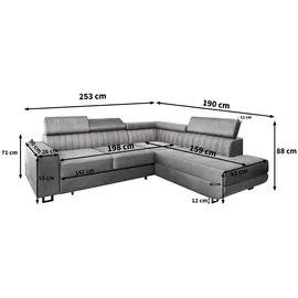masseno Ecksofa mit Schlaffunktion Nola , beige , Maße (cm): B: 253 H: 88
