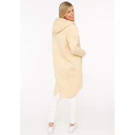 Zwillingsherz Jerseymantel ZWILLINGSHERZ "Smile everyday", Damen, Gr. S/M, beige (hellbeige), angeraute Sweatware, Obermaterial: 50% Baumwolle, 50% Polyester, Mäntel, mit großer SMILE Stickerei und positiver Botschaft