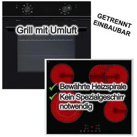 Wolkenstein ECO Umluftgrill + PKM Elektrokochfeld Zweikreis Bräterzone 60cm