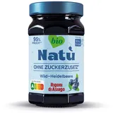 Rigoni di Asiago, Natù Bio-Marmelade ohne Zucker-Zusatz (1x240g), Fruchtaufstrich ohne Zuckerzusatz – 95% Fruchtanteil, kalorienarm, Nutri-Score A, mit Erythrit gesüßt (1 x 240g, Wildheidelbeere BIO)