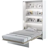 MEBLINI Schrankbett Bed Concept - Wandbett mit Lattenrost - Klappbett mit Schrank - Wandklappbett - Murphy Bed - Bettschrank - BC-02-120x200cm Vertikal - Weiß Hochglanz/Weiß