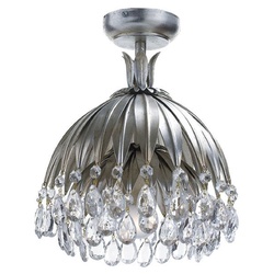 Casa Padrino Luxus Kristall Deckenleuchte Palme Silber Ø 27 x H. 29 cm - Wohnzimmer Deckenleuchte - Hotel Deckenleuchte - Luxus Deckenleuchten