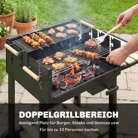 Outsunny Holzkohlegrill Grillwagen schwarz