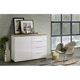 hom'in Sideboard 180 x 89 x 43 cm Grau / Weiß