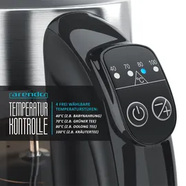 Arendo Edelstahl Glas Wasserkocher mit Teesieb und Rauchglas Teekocher Infusion 1,7 Liter