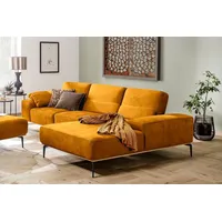 W.SCHILLIG Ecksofa run, Designsofa mit tollem Sitzkomfort, bequem, L-Form, mit Holzsockel, Füße in Schwarz pulverbeschichtet, Breite 319 cm gelb