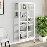 ZEYUAN Vitrine, Glasvitrine, Vitrinenschrank, Schrank, Display Case, Sammlervitrine, Glassvitrinenschrank, Schmuckvitrine, Weiß 90x40x180 cm Stahl und Gehärtetes Glas