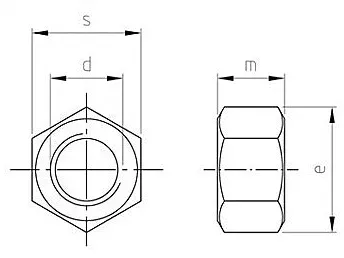 DIN934 ISO 4032 Sechskantmutter  8 verzinkt -  SW13 / 14,38 / M8