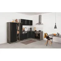 kochstation Winkelküche L-Form 290 x 170 cm schwarz