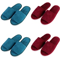 Teceyfeet 4 Paars Gästehausschuhe Set, Hausschuhe Herren Hotelslipper Winter warm Gästepantoffeln Damen Hochwertig Spa Slipper Waschbar Bequeme Frottierslipper Hausschuhe für Gäste - 43 EU