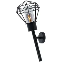ETC Shop Wandlampe, Fackel, Gitter Design, schwarz H 28,5