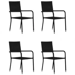vidaXL Garten-Essgruppe Poly Rattan Garten Möbel : Farbe - Schwarz, Größe - 5-tlg.