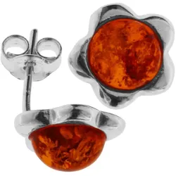 Paar Ohrstecker OSTSEE-SCHMUCK "Ostsee-Schmuck Ohrstecker Blüte Ohrstecker Blüte", weiß, Ohrringe, Damen, 12mm rund, Silber 925 (Sterlingsilber)